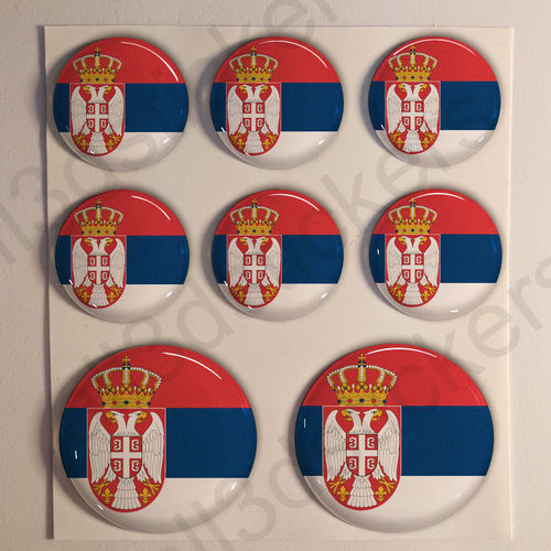 Pegatinas Redondas Bandera Serbia 3D