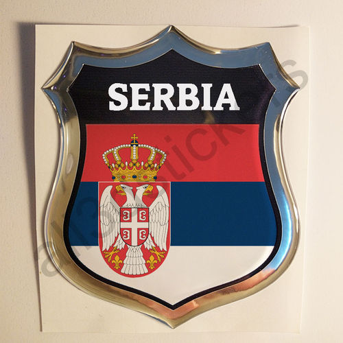 Autocollant Serbie Emblème Drapeau Résine 3D Relief