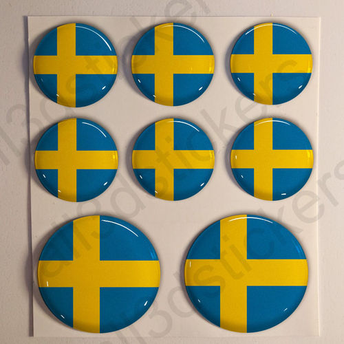 Pegatinas Redondas Bandera Suecia 3D