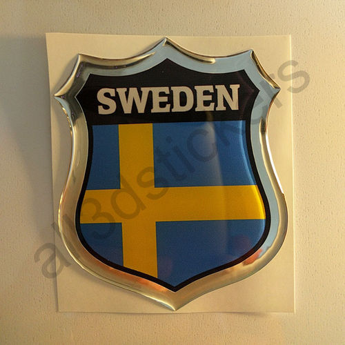 Autocollant Suède Emblème Drapeau Résine 3D Relief