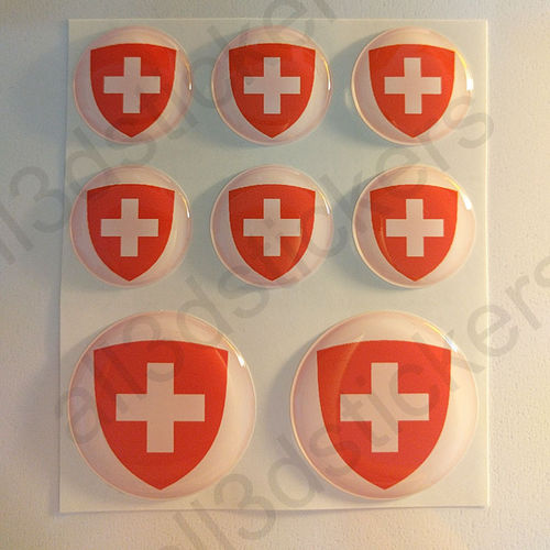Round Stickers Coat of Arms Switzerland 3D
