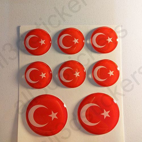 Pegatinas Redondas Bandera Turquia 3D