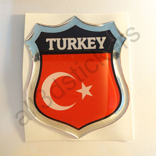 Autocollant Turquie Emblème Drapeau Résine 3D Relief