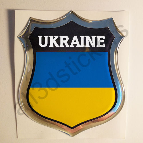 Pegatina Emblema Bandera Ucrania 3D
