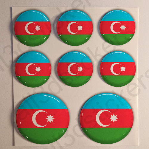 Pegatinas Redondas Bandera Azerbaiyán 3D