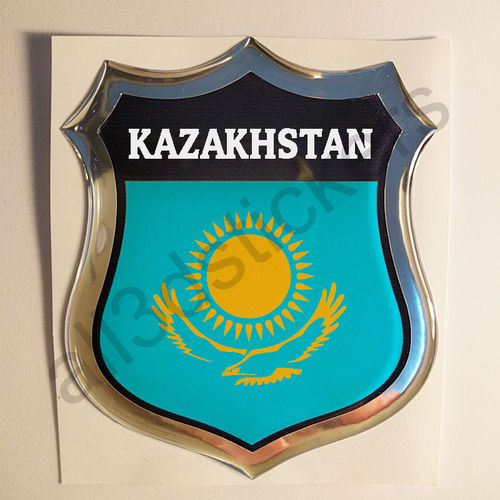 Autocollant Kazakhstan Emblème Drapeau Résine 3D Relief