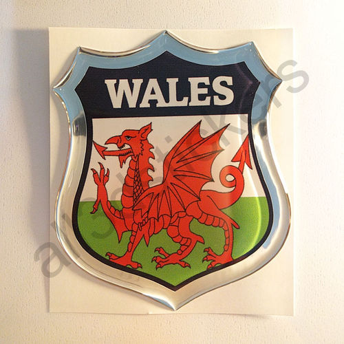 Autocollant Pays de Galles Emblème Drapeau Résine 3D Relief