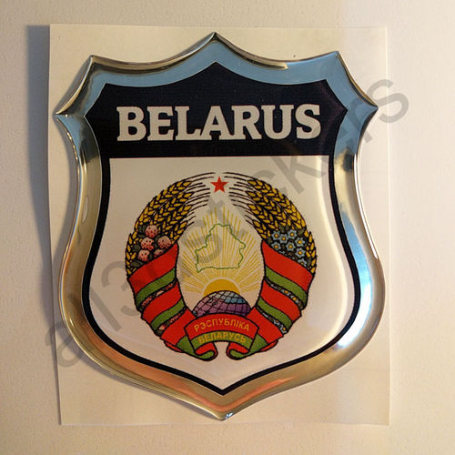 Autocollant Biélorussie Emblème Armoiries Résine 3D Relief