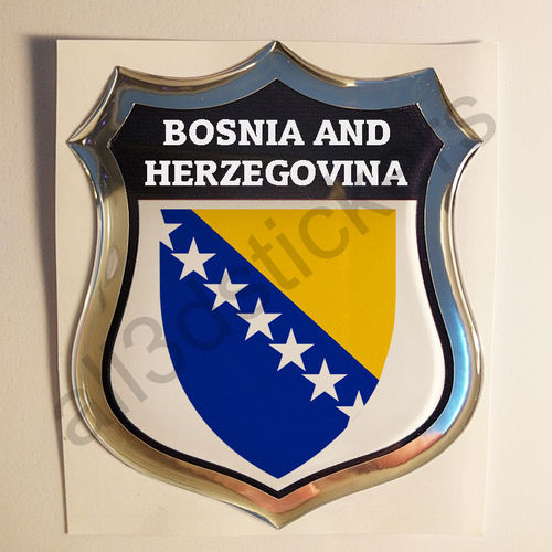 Autocollant Bosnie-Herzégovine Emblème Armoiries Résine 3D Relief
