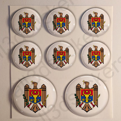 Pegatinas Redondas Moldavia Escudo de Armas 3D