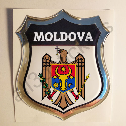 Autocollant Moldavie Emblème Armoiries Résine 3D Relief