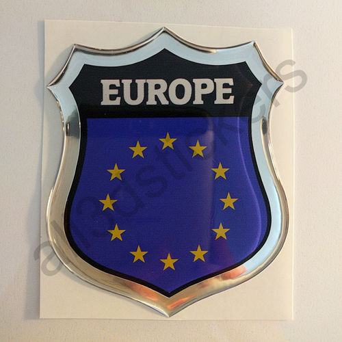 Autocollant Europe Emblème Drapeau Résine 3D Relief