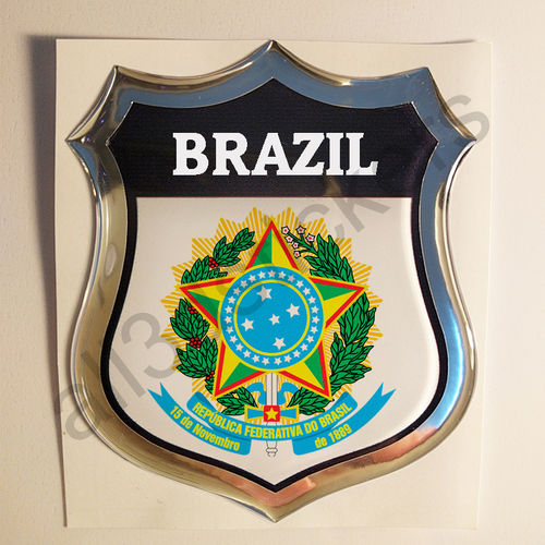 Autocollant Brésil Emblème Armoiries Résine 3D Relief