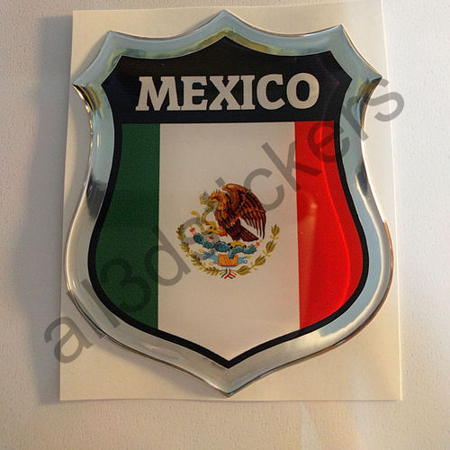 Autocollant Mexique Emblème Drapeau Résine 3D Relief