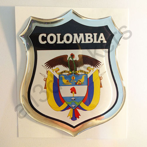 Autocollant Colombie Emblème Armoiries Résine 3D Relief