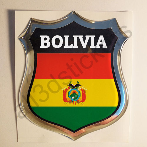 Autocollant Bolivie Emblème Drapeau Résine 3D Relief