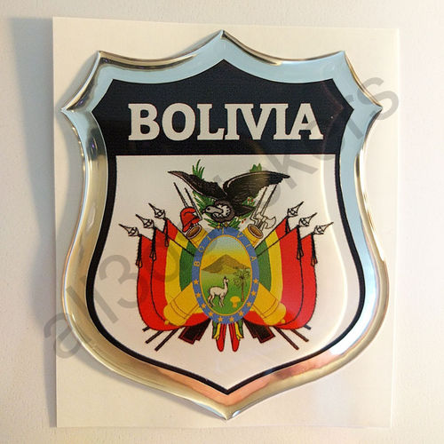 Autocollant Bolivie Emblème Armoiries Résine 3D Relief