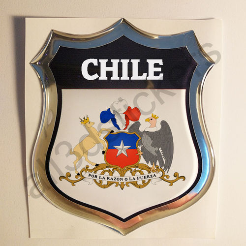 Autocollant Chili Emblème Armoiries Résine 3D Relief
