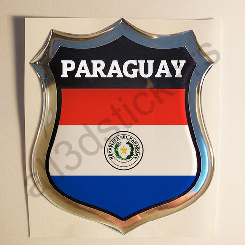 Autocollant Paraguay Emblème Drapeau Résine 3D Relief