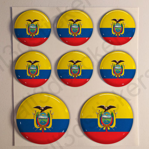 Pegatinas Redondas Bandera Ecuador 3D
