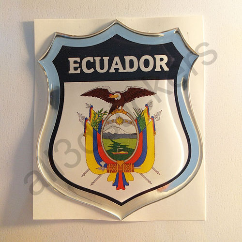 Autocollant Équateur Emblème Armoiries Résine 3D Relief