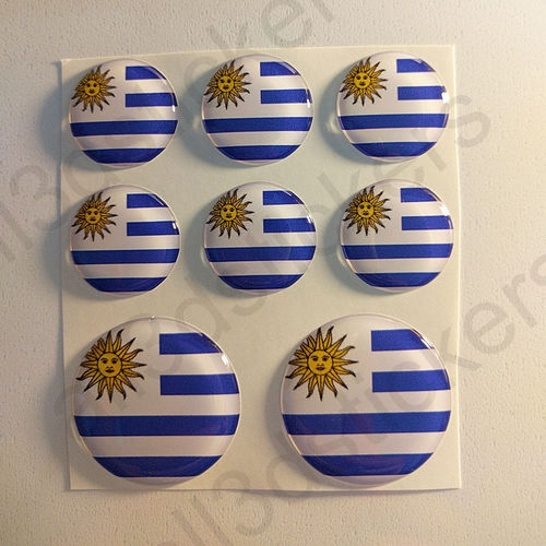 Pegatinas Redondas Bandera Uruguay 3D
