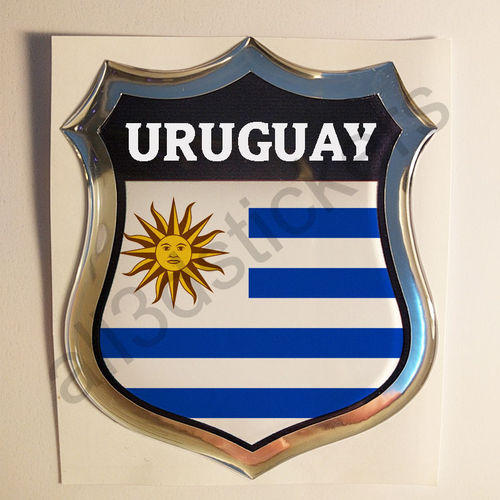 Autocollant Uruguay Emblème Drapeau Résine 3D Relief