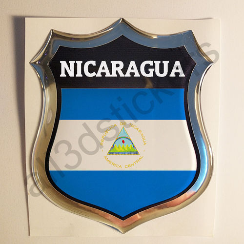 Autocollant Nicaragua Emblème Drapeau Résine 3D Relief