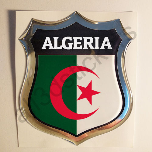 Autocollant Algérie Emblème Drapeau Résine 3D Relief