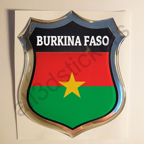 Autocollant Burkina Faso Emblème Drapeau Résine 3D Relief