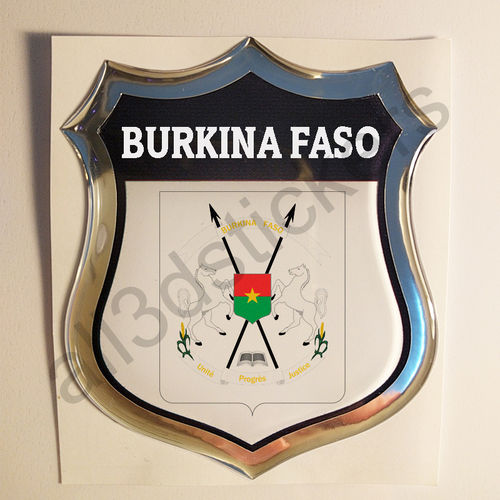 Autocollant Burkina Faso Emblème Armoiries Résine 3D Relief