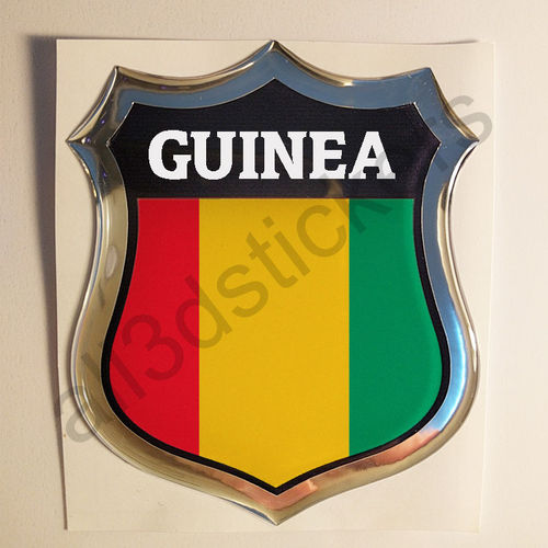 Autocollant Guinée Emblème Drapeau Résine 3D Relief