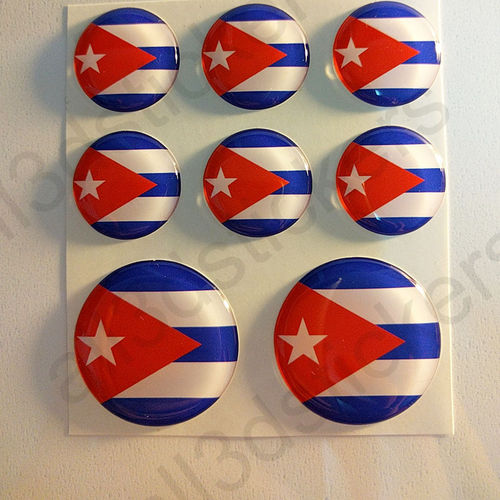 Pegatinas Redondas Bandera Cuba 3D