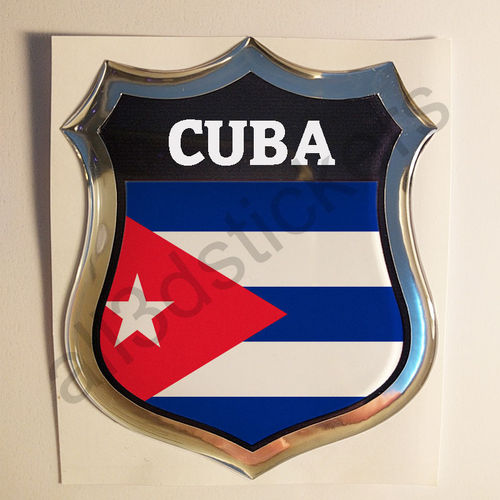 Autocollant Cuba Emblème Drapeau Résine 3D Relief