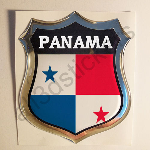 Autocollant Panama Emblème Drapeau Résine 3D Relief