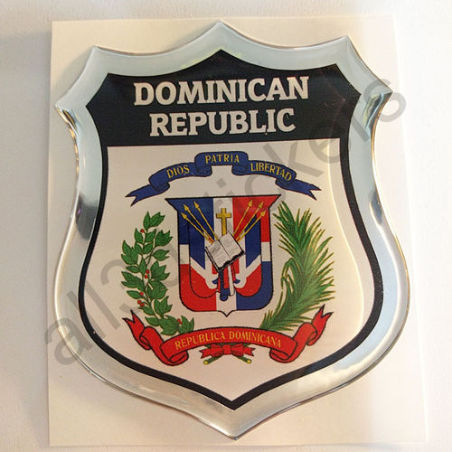 Autocollant République Dominicaine Emblème Armoiries Résine 3D Relief
