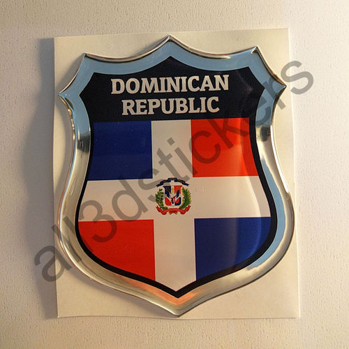 Autocollant République Dominicaine Emblème Drapeau Résine 3D Relief