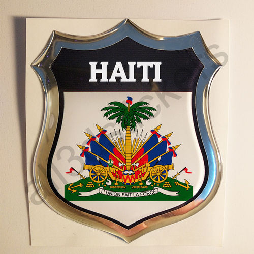 Autocollant Haïti Emblème Armoiries Résine 3D Relief