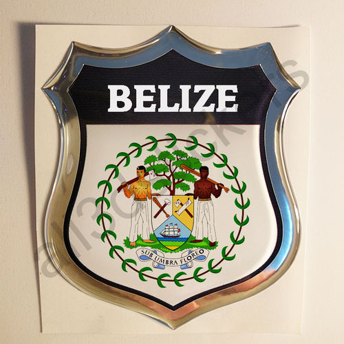 Autocollant Belize Emblème Armoiries Résine 3D Relief