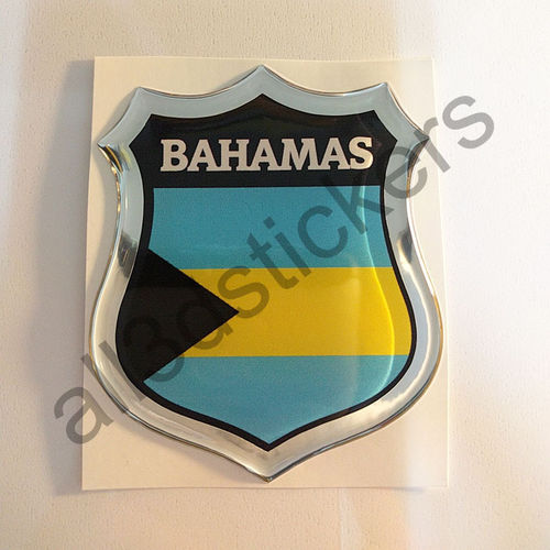 Autocollant Bahamas Emblème Drapeau Résine 3D Relief