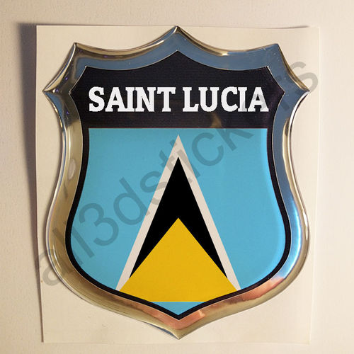 Pegatina Emblema Bandera Santa Lucia 3D