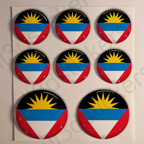 Pegatinas Redondas Bandera Antigua y Barbuda 3D