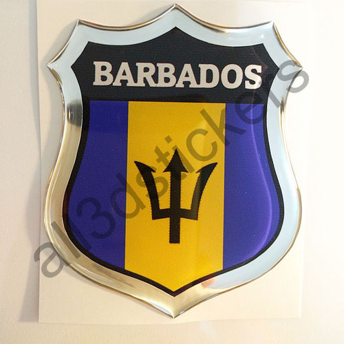 Autocollant Barbade Emblème Drapeau Résine 3D Relief