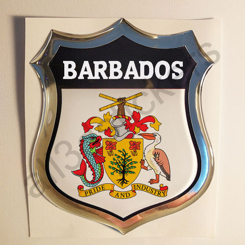 Autocollant Barbade Emblème Armoiries Résine 3D Relief