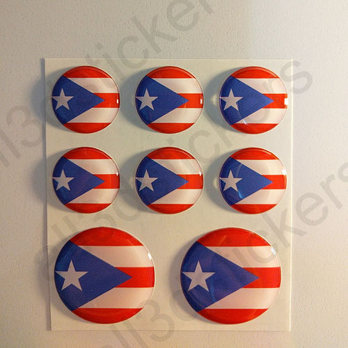 Pegatinas Redondas Bandera Puerto Rico 3D