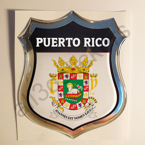 Autocollant Porto Rico Emblème Armoiries Résine 3D Relief
