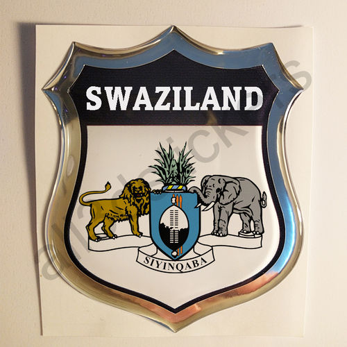 Autocollant Swaziland Emblème Armoiries Résine 3D Relief
